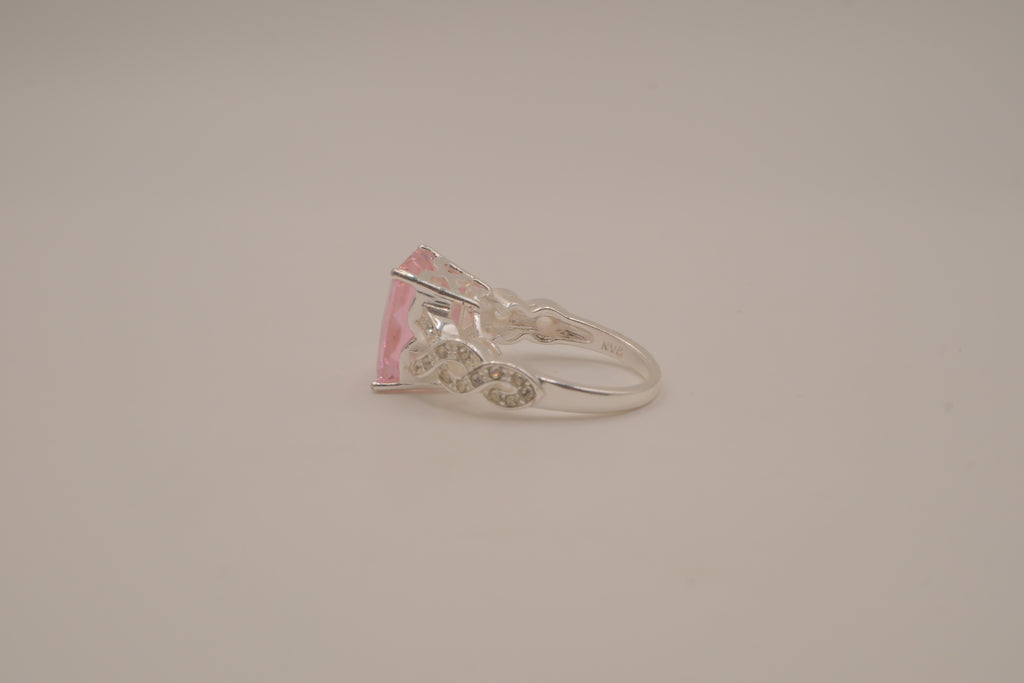 NVC emerald-cut pink rhinestone ring
