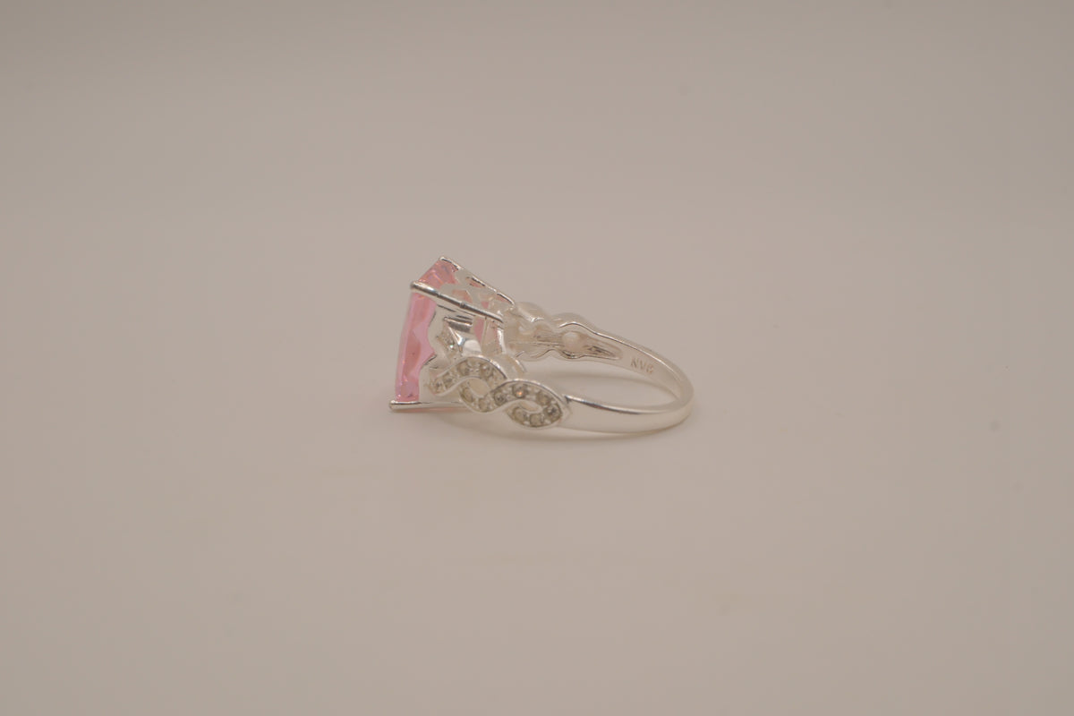 NVC emerald-cut pink rhinestone ring