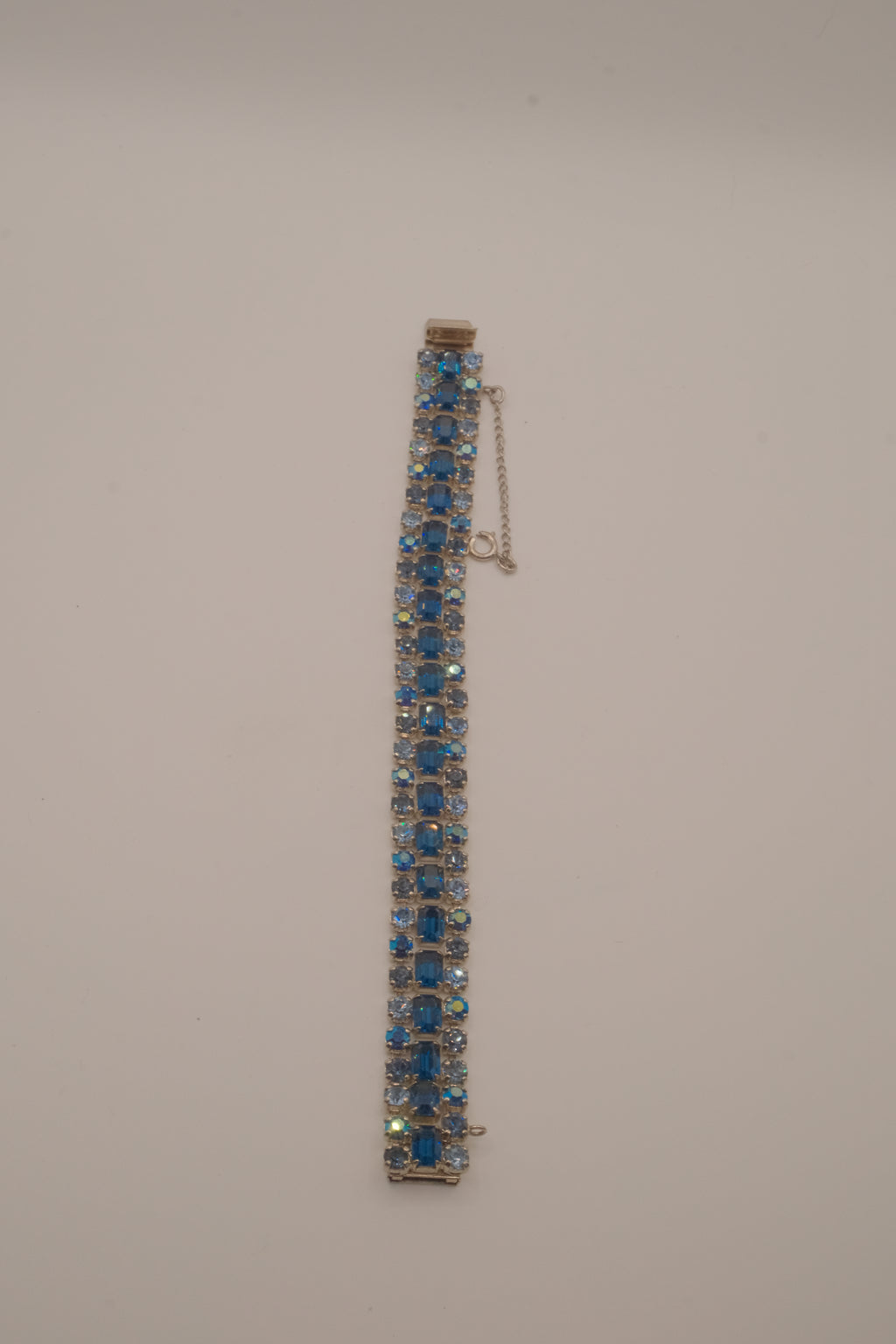 Vintage multi-row blue rhinestone bracelet