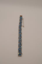 Vintage multi-row blue rhinestone bracelet