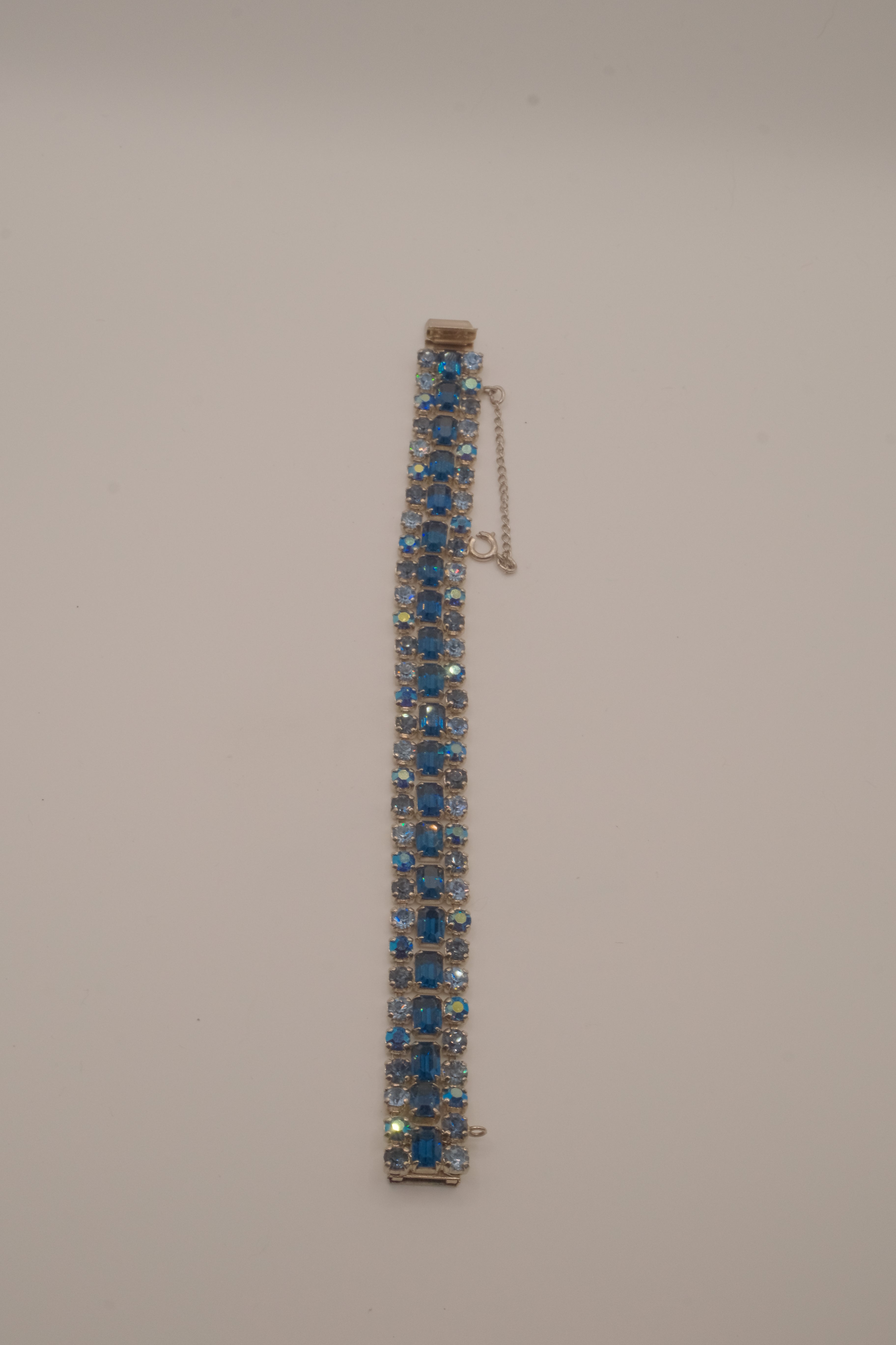 Vintage multi-row blue rhinestone bracelet
