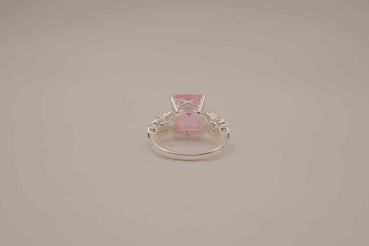 NVC emerald-cut pink rhinestone ring