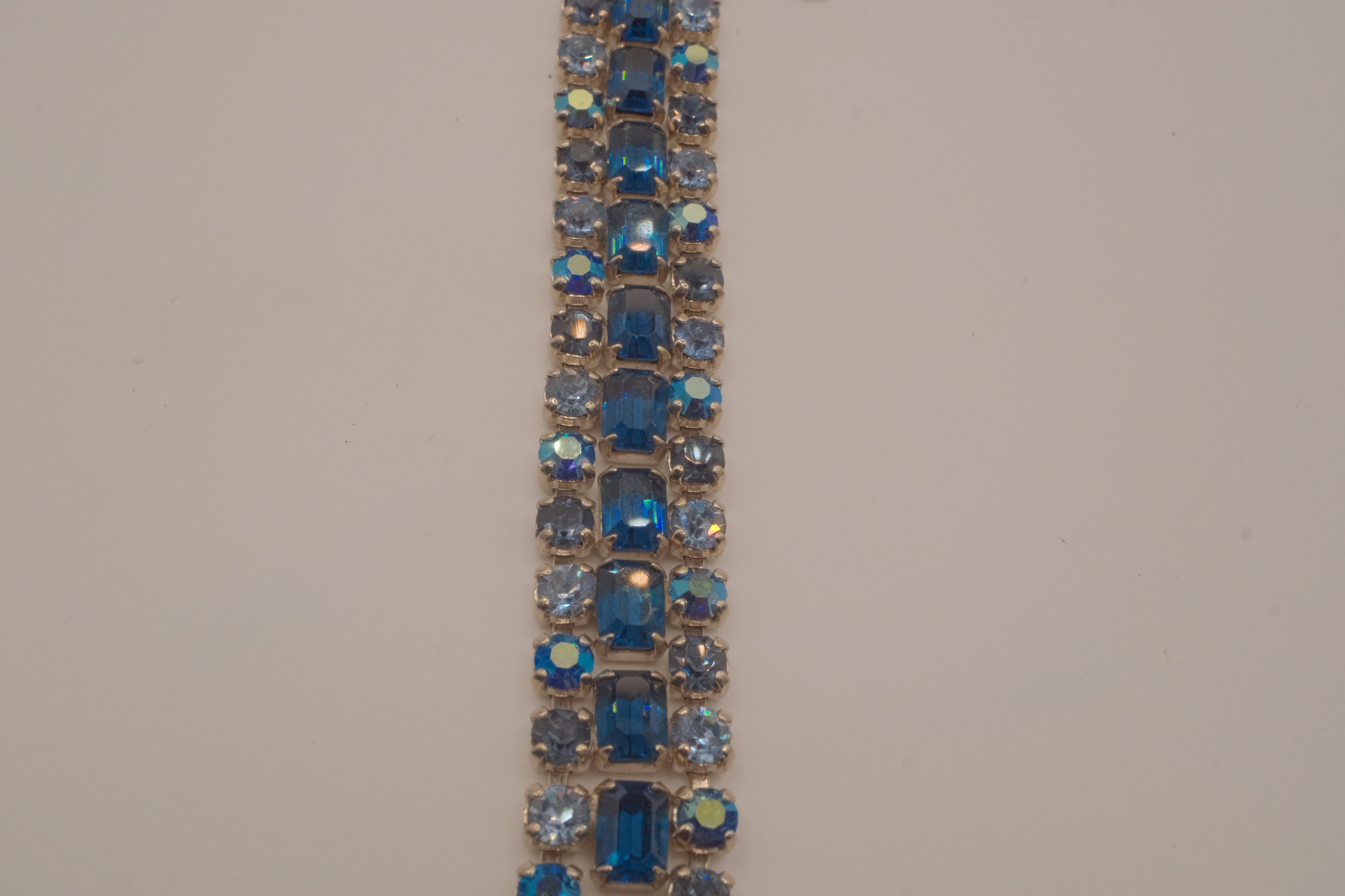 Vintage multi-row blue rhinestone bracelet
