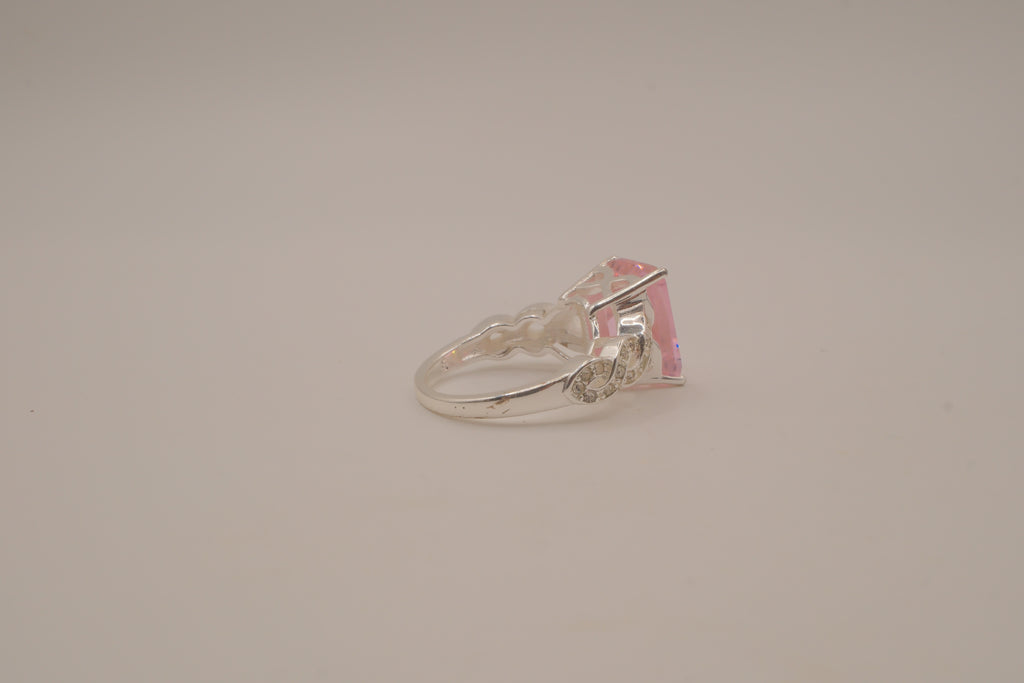 NVC emerald-cut pink rhinestone ring