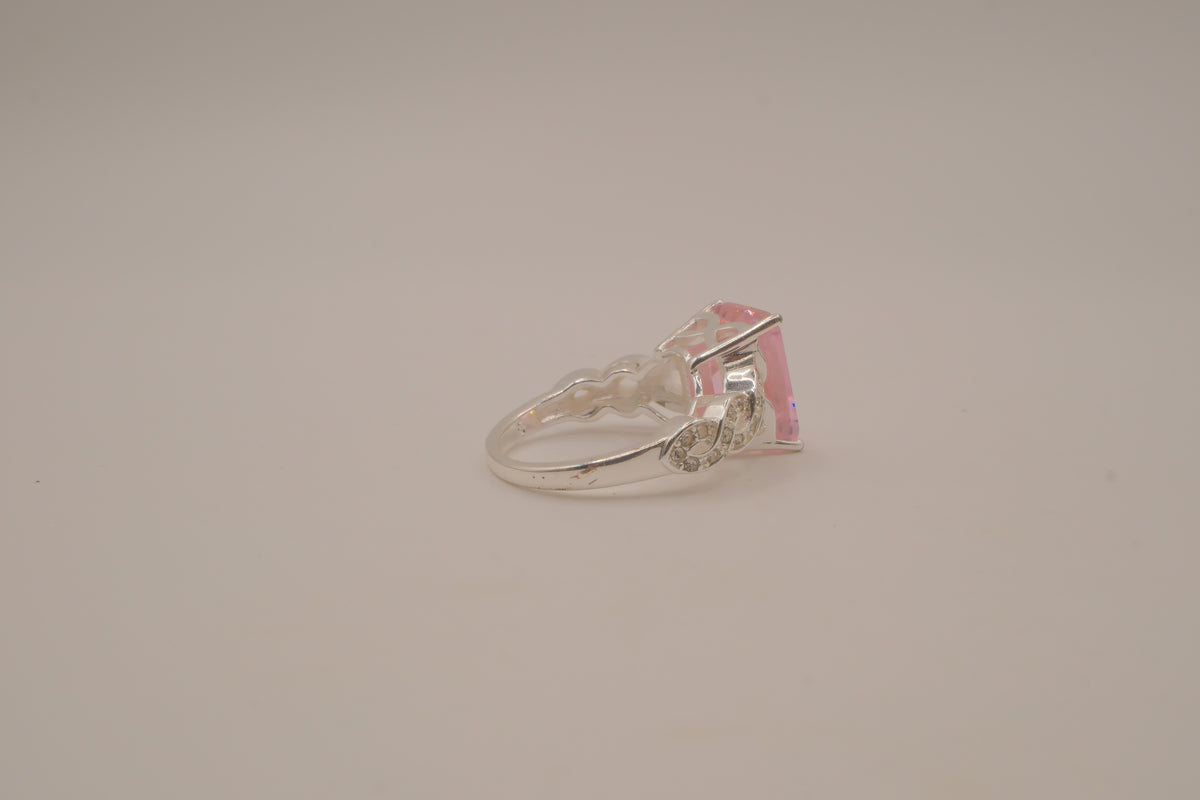NVC emerald-cut pink rhinestone ring