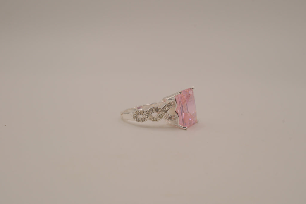 NVC emerald-cut pink rhinestone ring