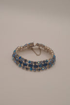 Vintage multi-row blue rhinestone bracelet