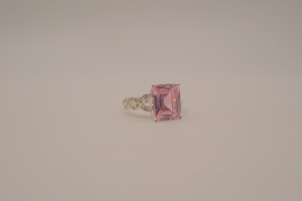 NVC emerald-cut pink rhinestone ring