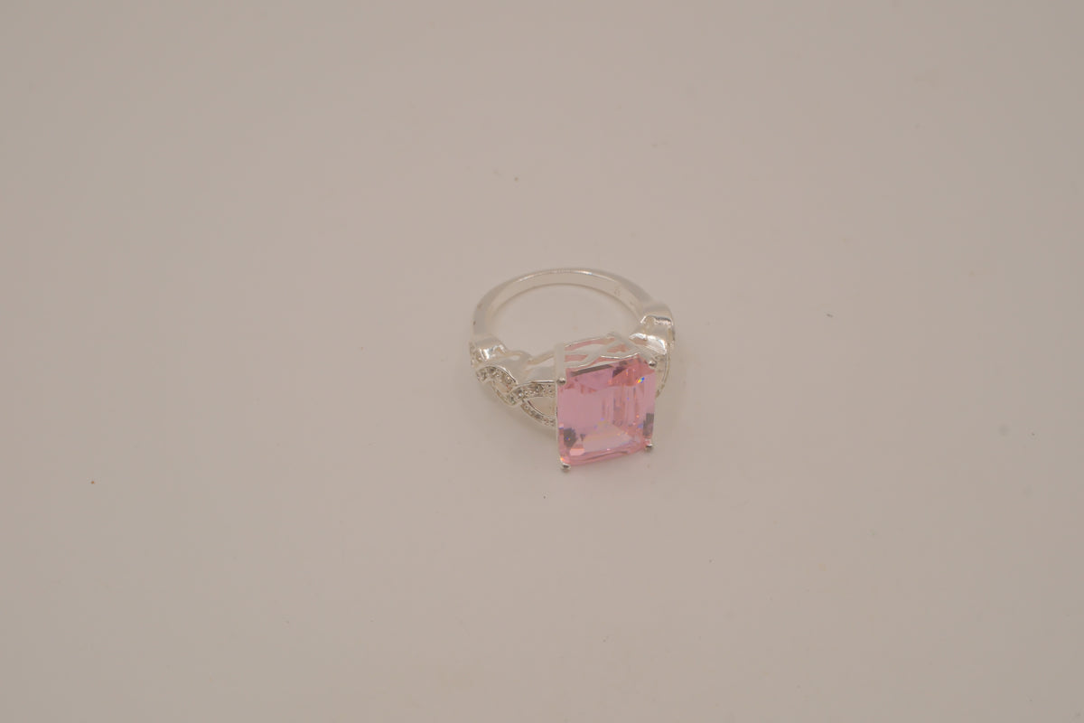 NVC emerald-cut pink rhinestone ring