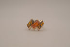 Vintage modernist Baltic amber and sterling silver ring