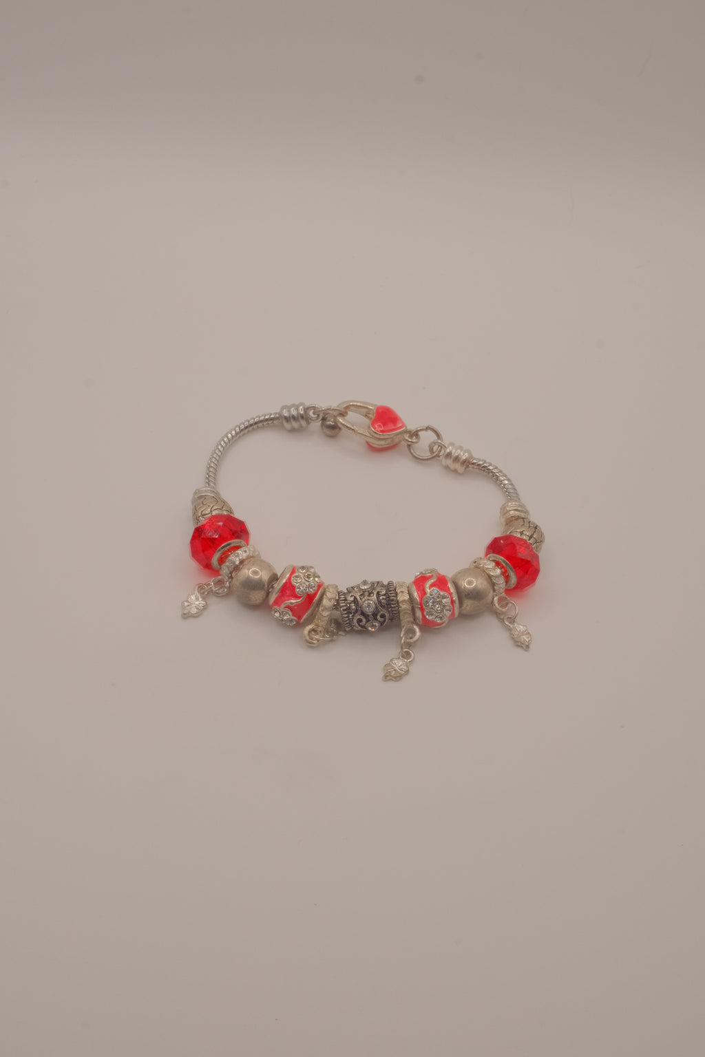 Pandaro style Red Murano glass beads bracelet