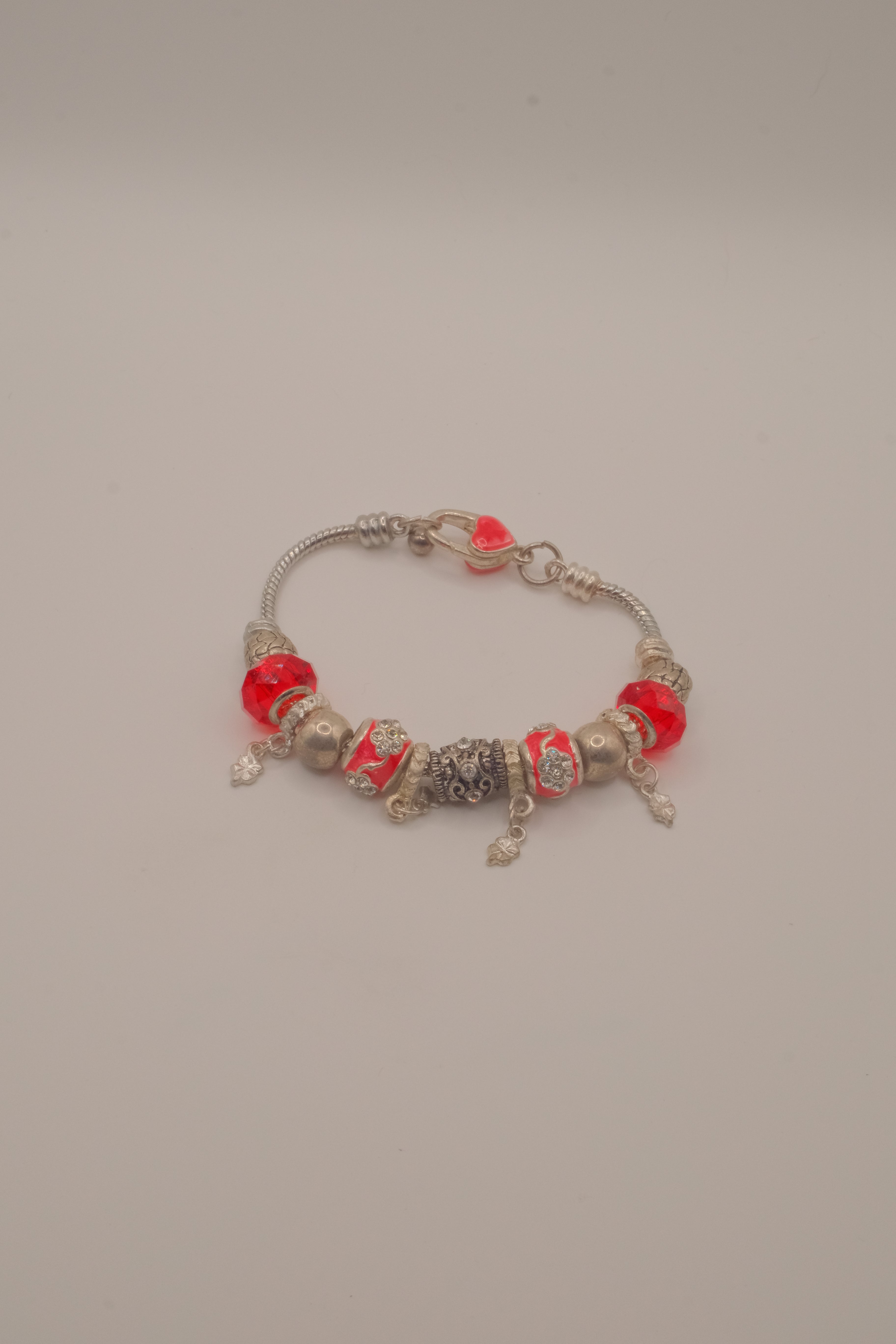 Pandaro style Red Murano glass beads bracelet