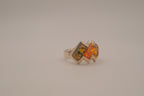 Vintage modernist Baltic amber and sterling silver ring
