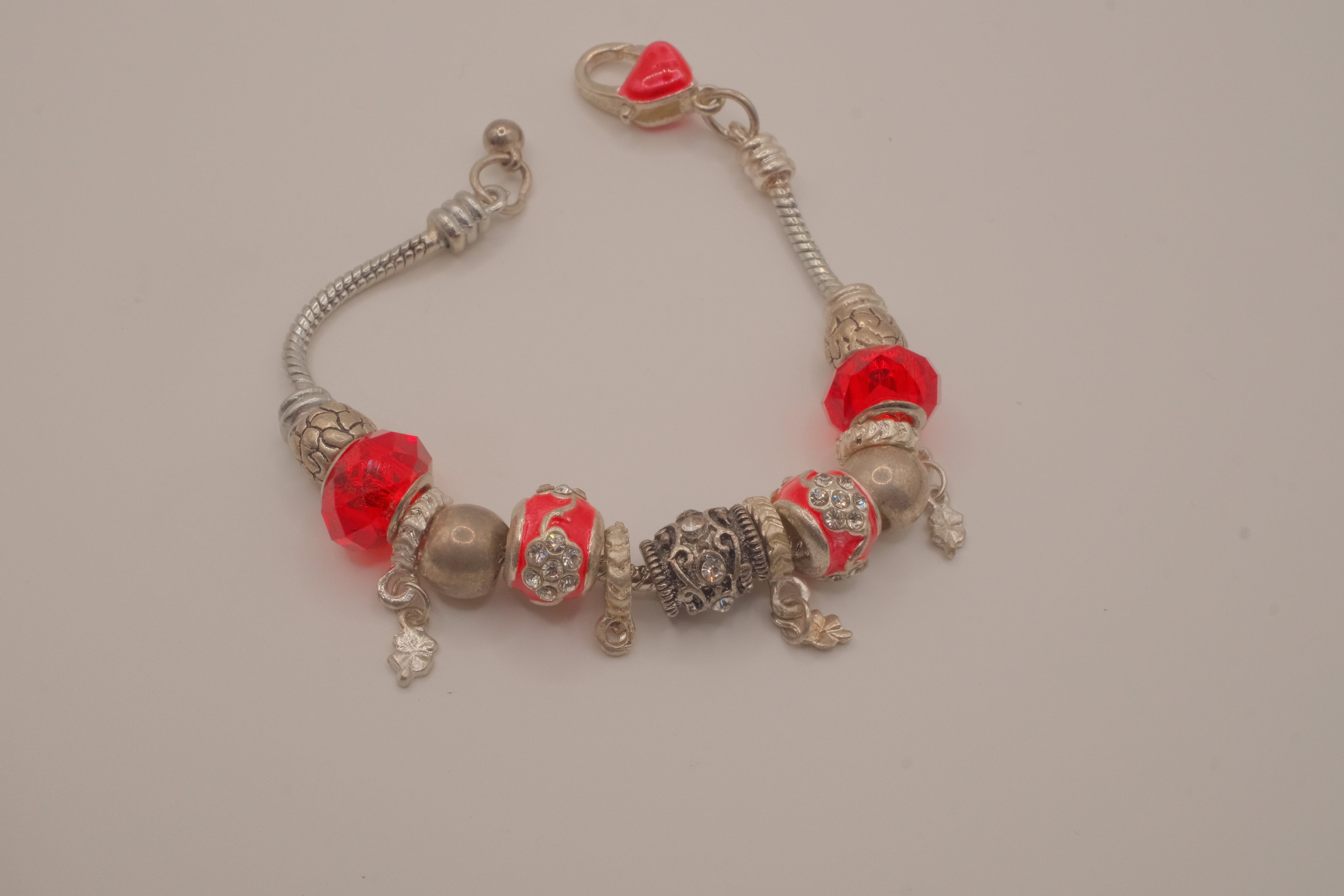 Pandaro style Red Murano glass beads bracelet