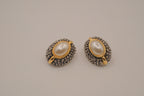 Vintage faux pearl oval clip-on earrings