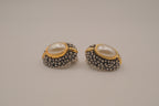 Vintage faux pearl oval clip-on earrings