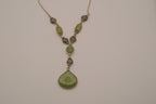 Vintage Green cabochons drop pendant necklace