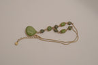 Vintage Green cabochons drop pendant necklace