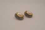Vintage faux pearl oval clip-on earrings
