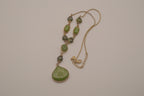Vintage Green cabochons drop pendant necklace