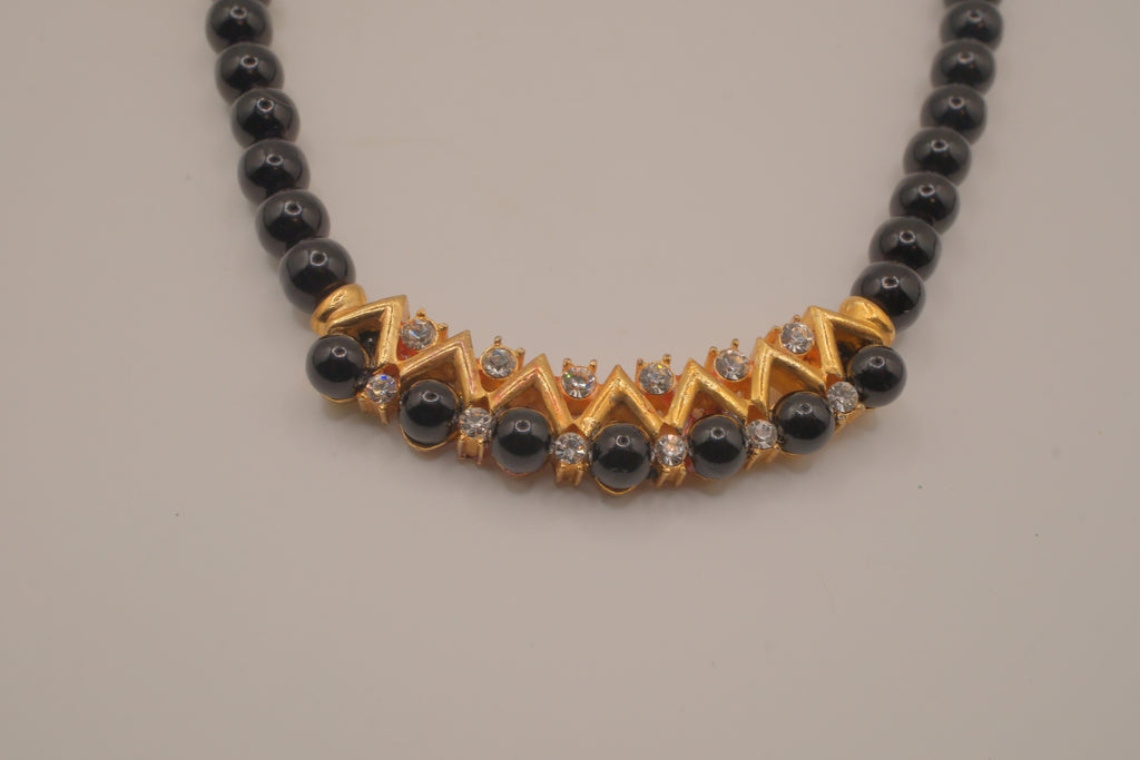 Vintage elegant black beaded necklace