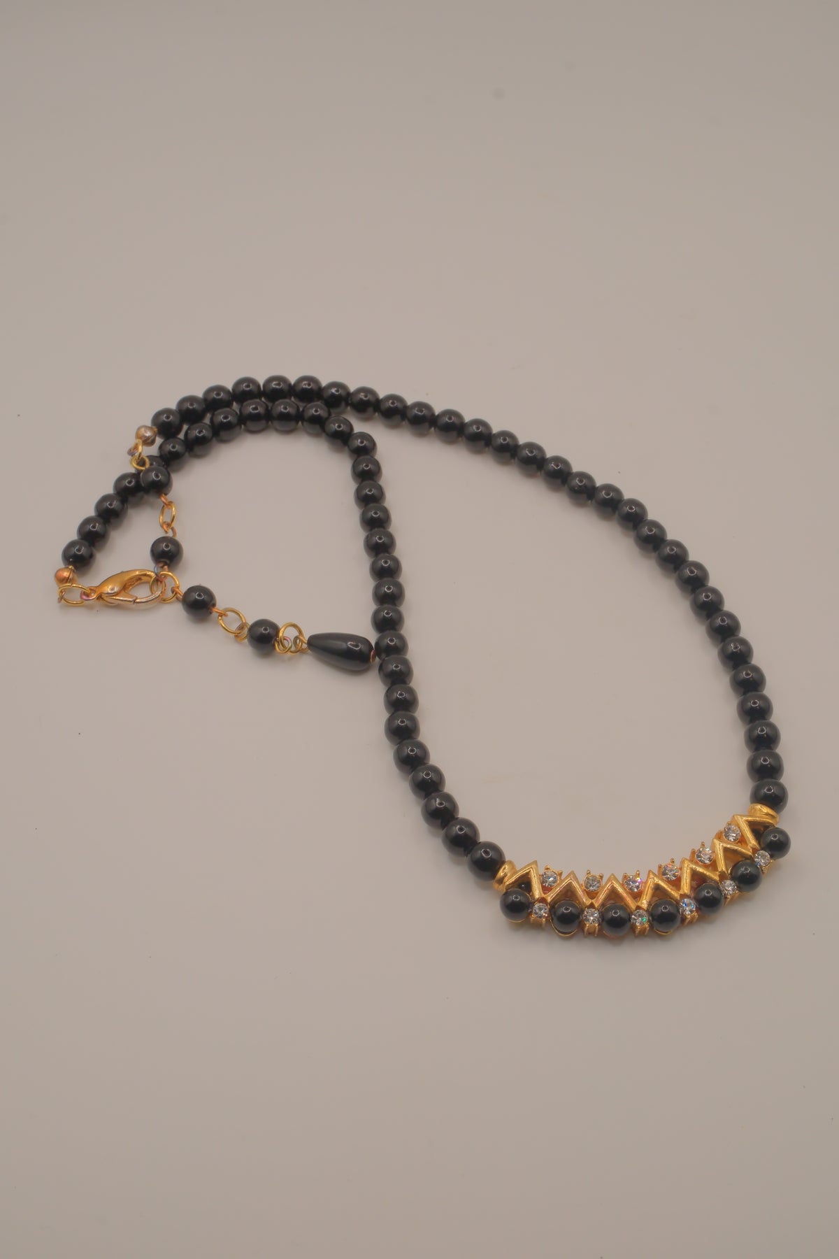 Vintage elegant black beaded necklace