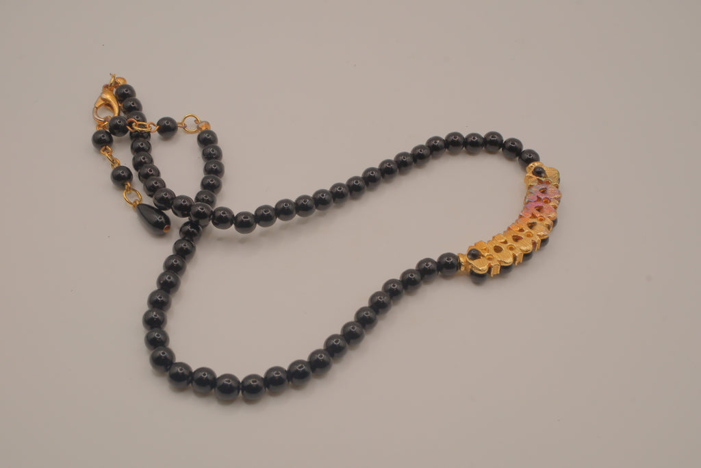 Vintage elegant black beaded necklace