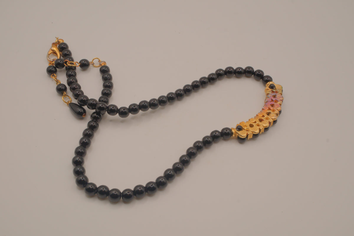 Vintage elegant black beaded necklace