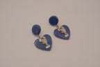 Vintage blue resin heart drop earrings