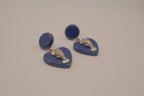 Vintage blue resin heart drop earrings
