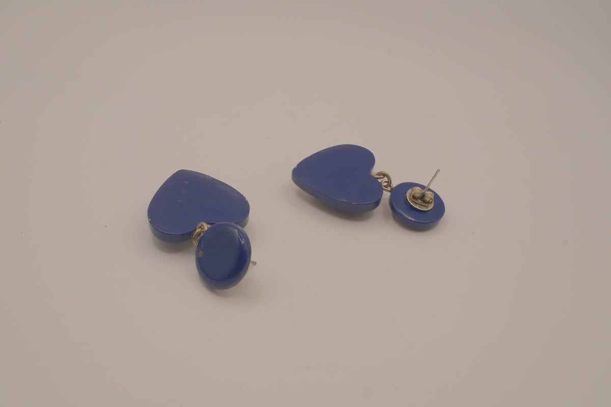 Vintage blue resin heart drop earrings