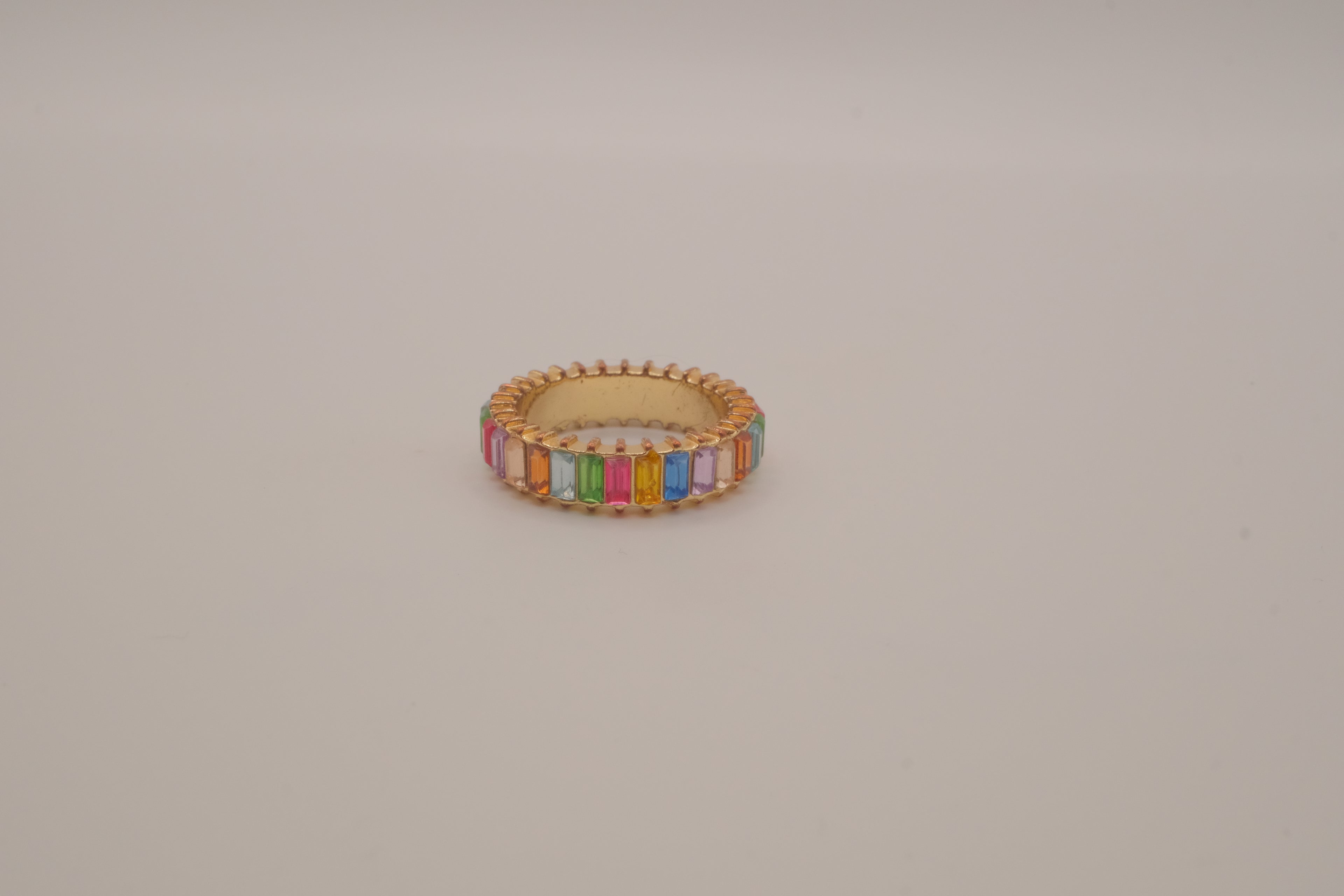 Rainbow Baguette Crystal Eternity Ring