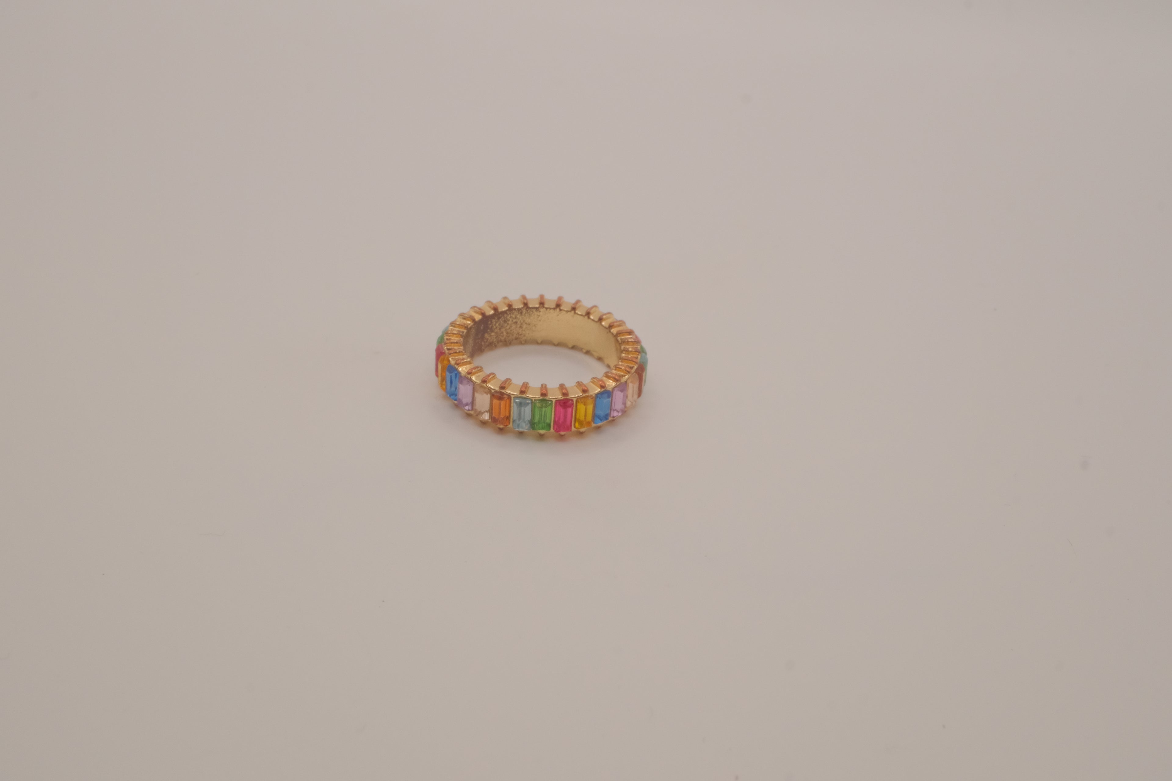 Rainbow Baguette Crystal Eternity Ring