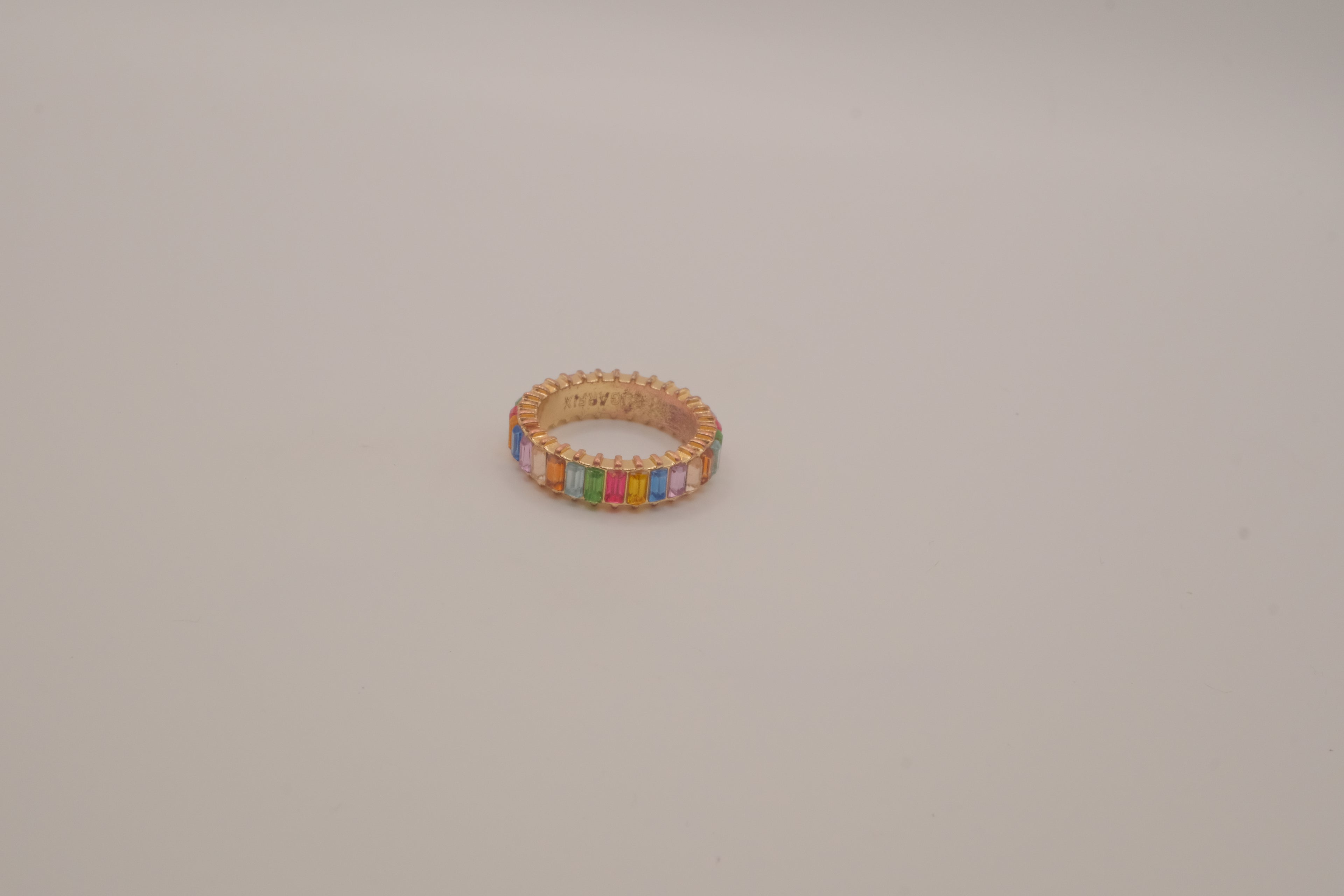 Rainbow Baguette Crystal Eternity Ring
