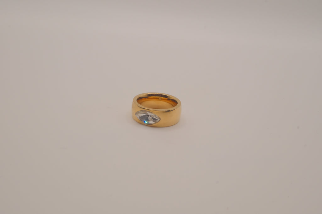 Bold marquise-cut crystal band ring