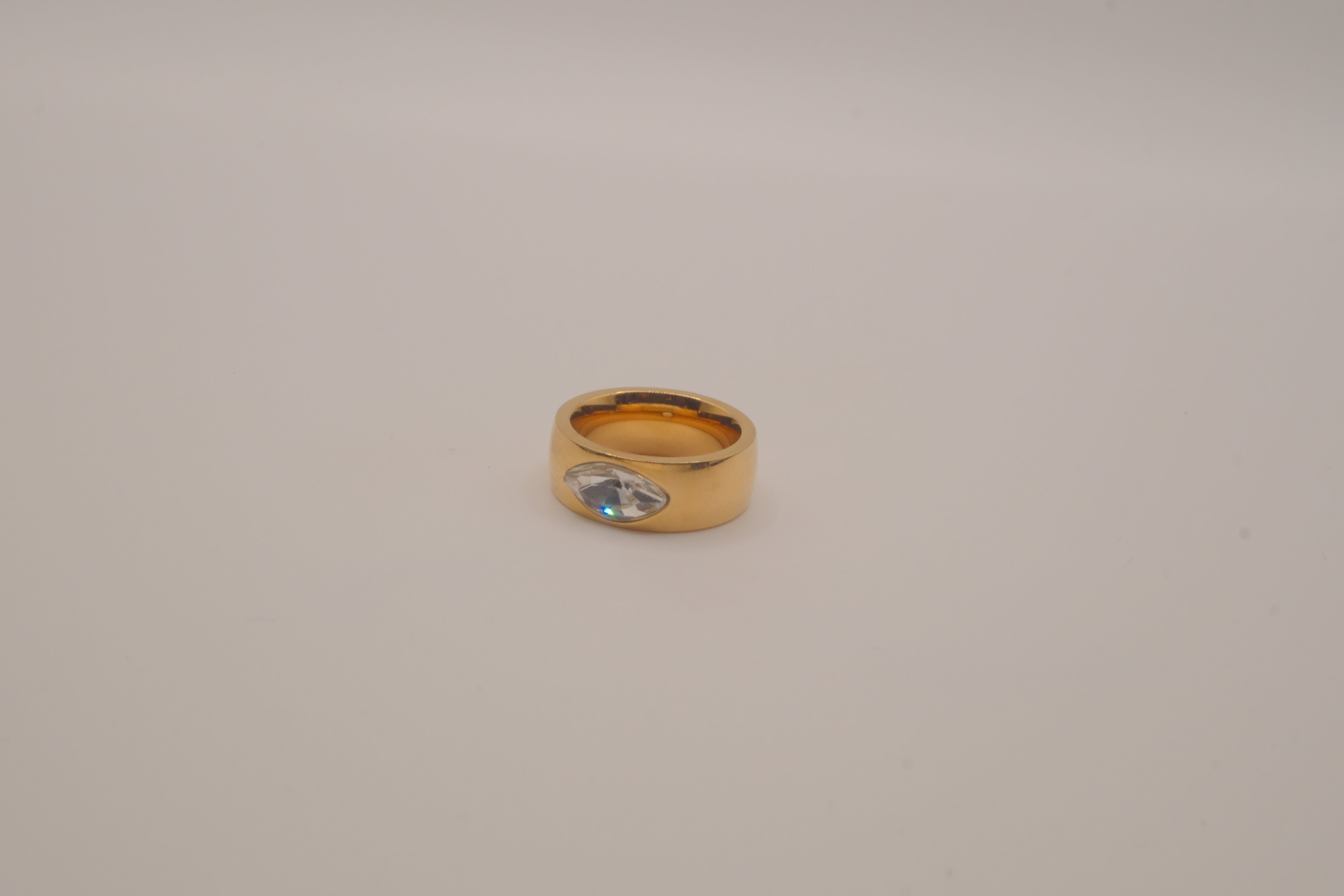 Bold marquise-cut crystal band ring