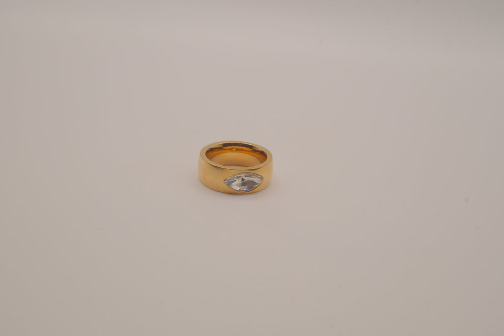 Bold marquise-cut crystal band ring