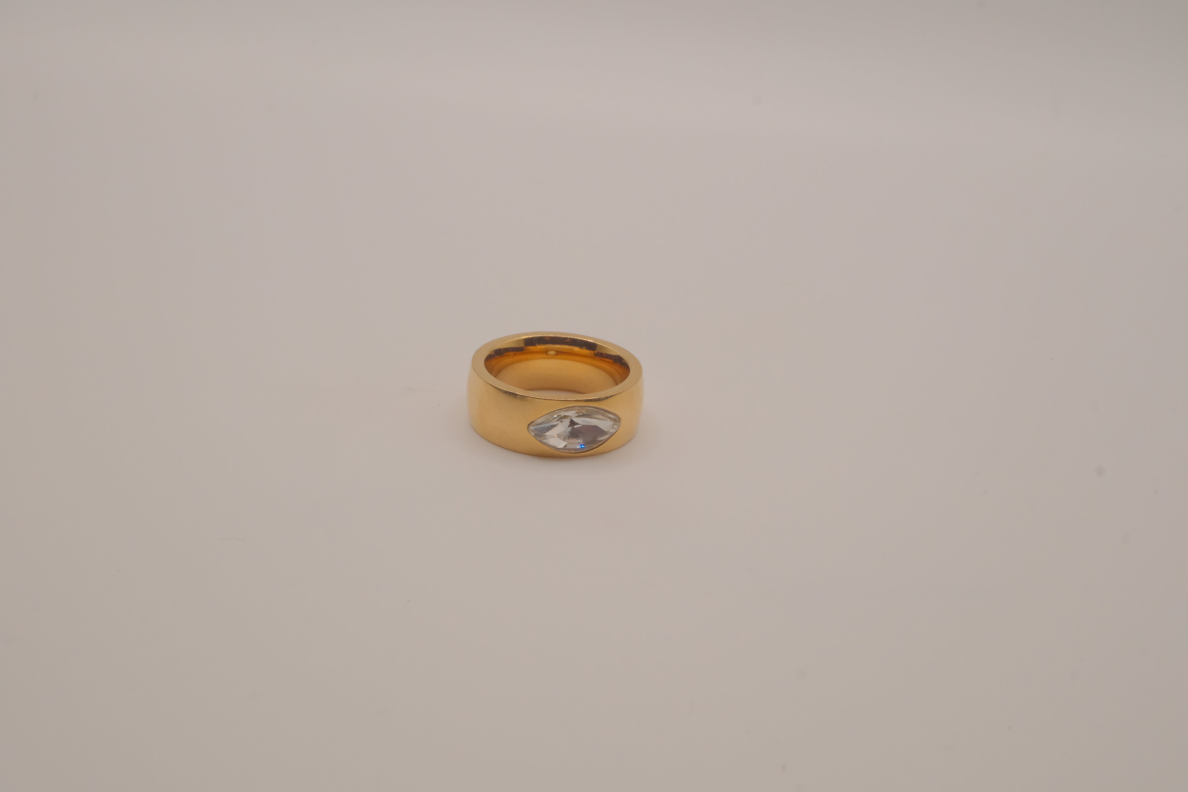 Bold marquise-cut crystal band ring