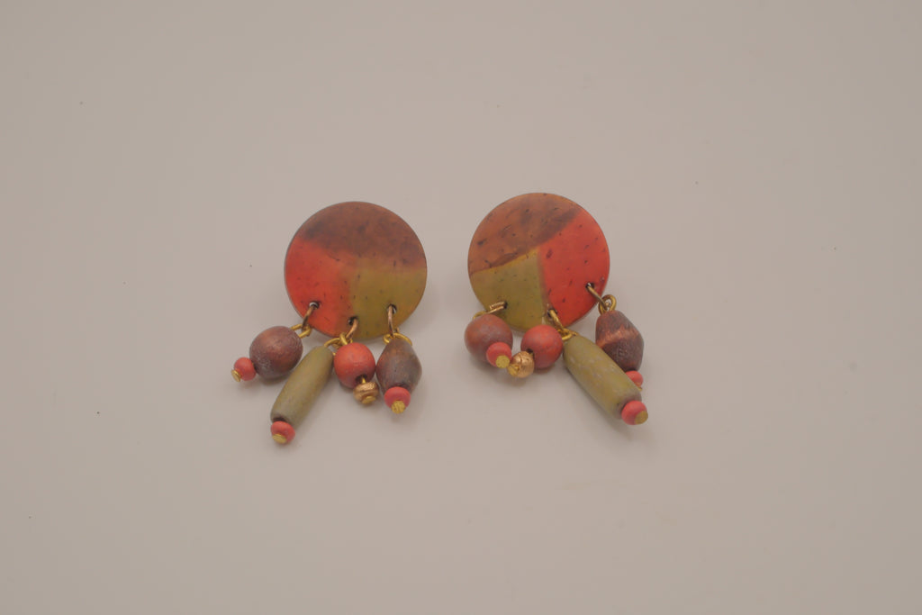 Vintage beaded cluster dangle earrings