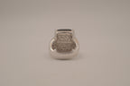 Silver tone Rectangular cabochon Black stone statement ring