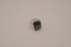 Silver tone Rectangular cabochon Black stone statement ring