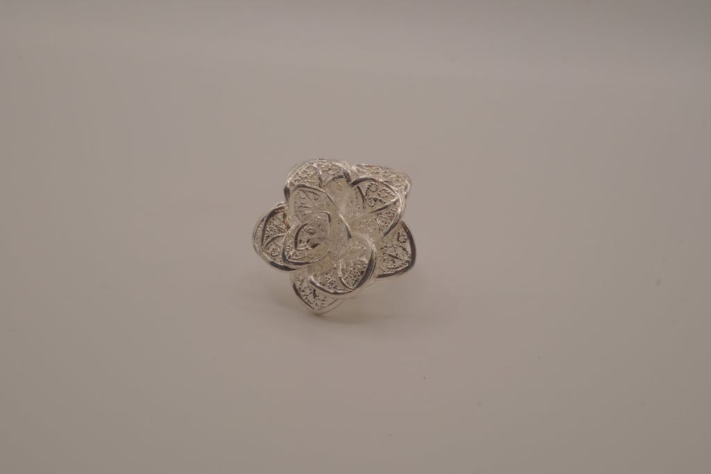 Sterling silver filigree flower ring