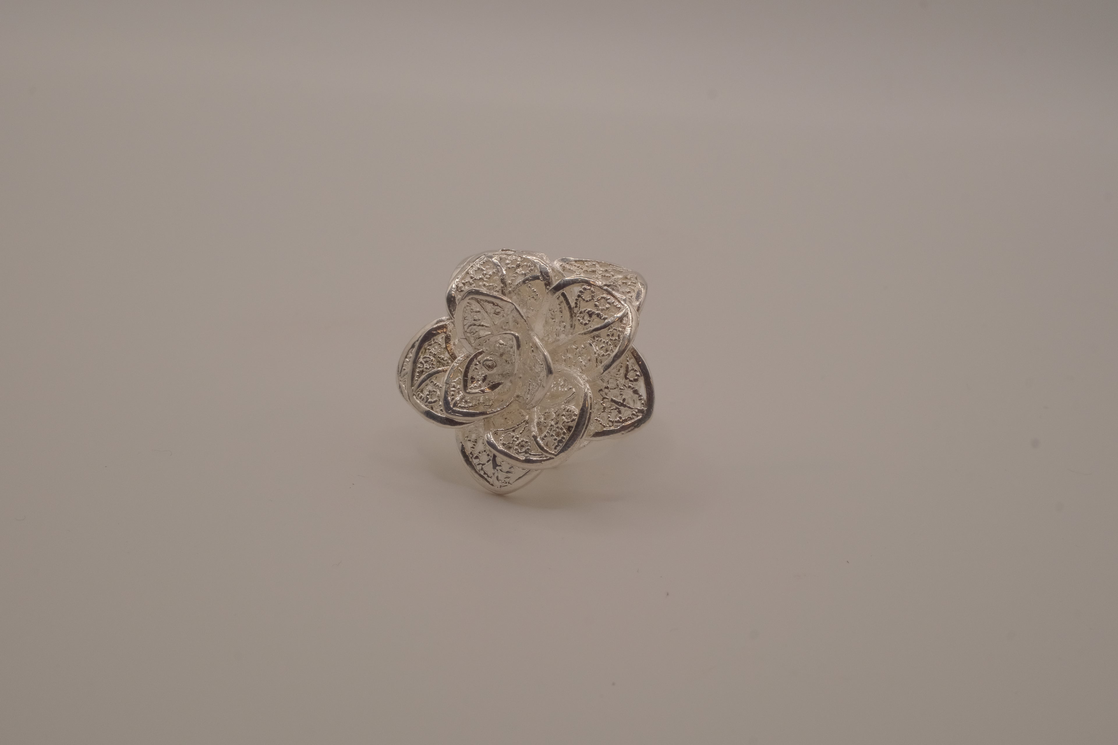 Sterling silver filigree flower ring