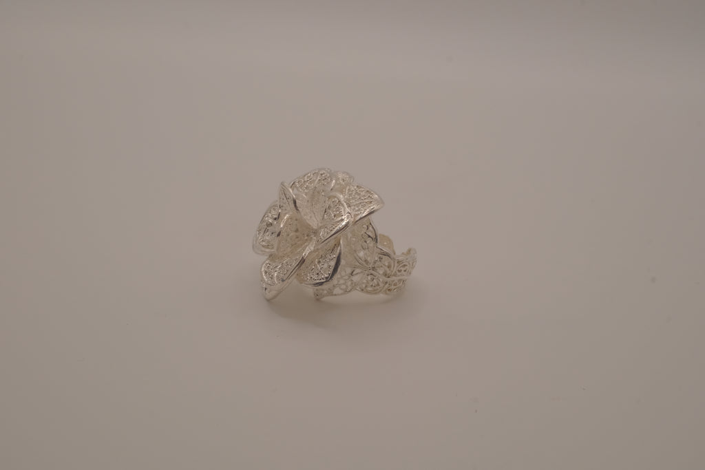 Sterling silver filigree flower ring