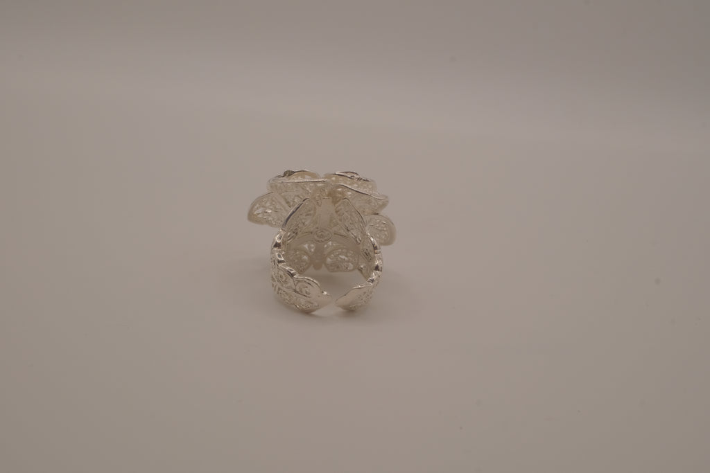 Sterling silver filigree flower ring
