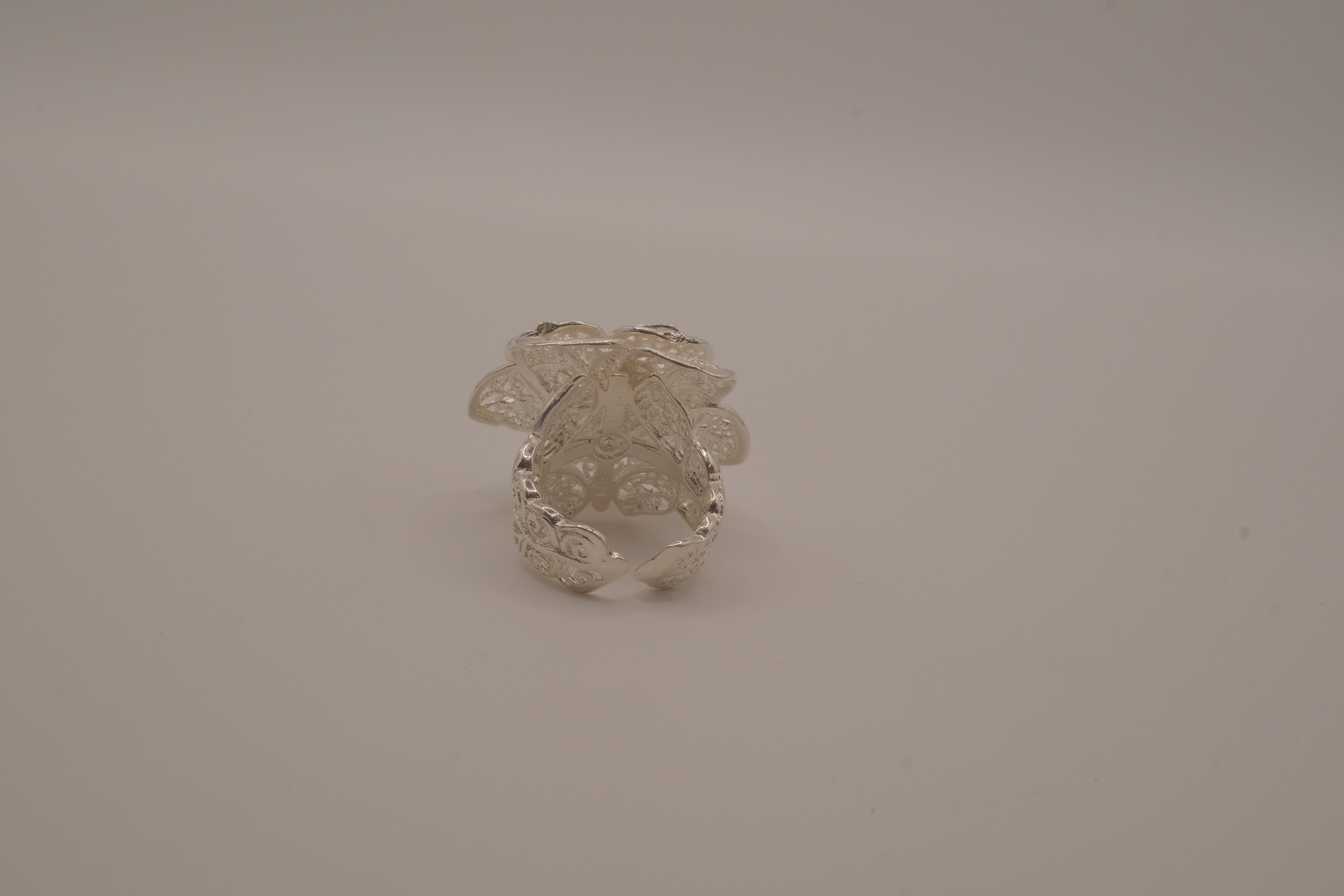 Sterling silver filigree flower ring