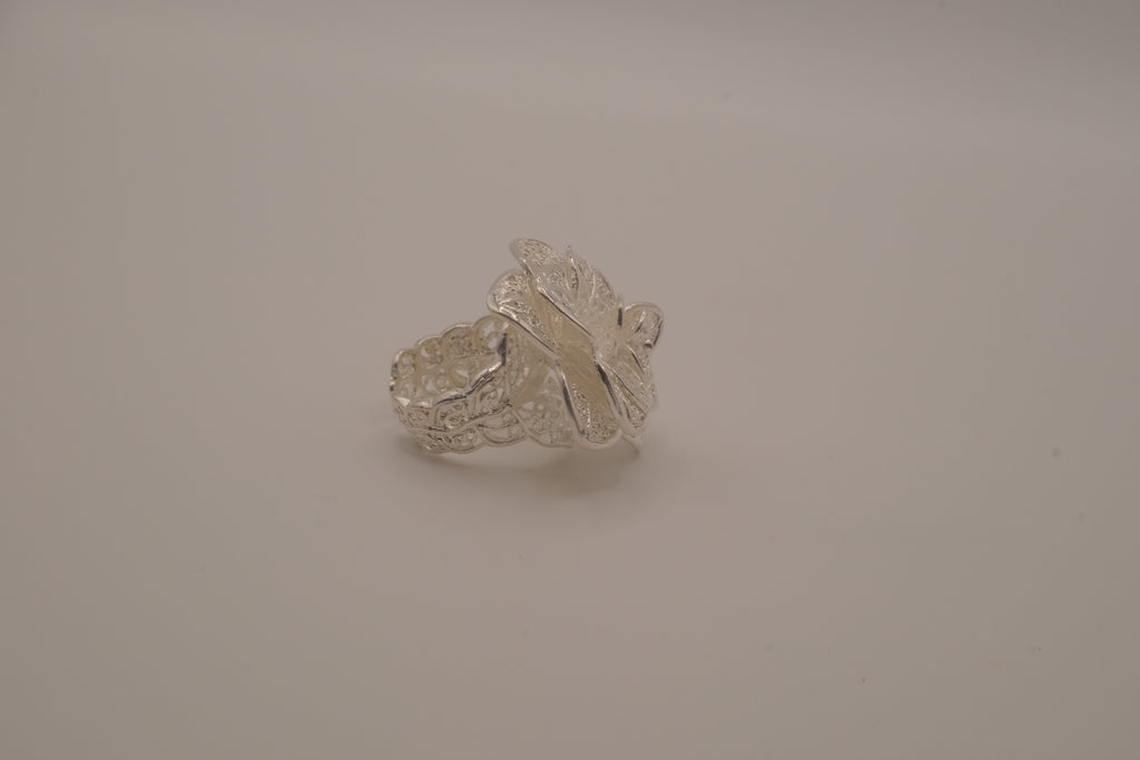 Sterling silver filigree flower ring