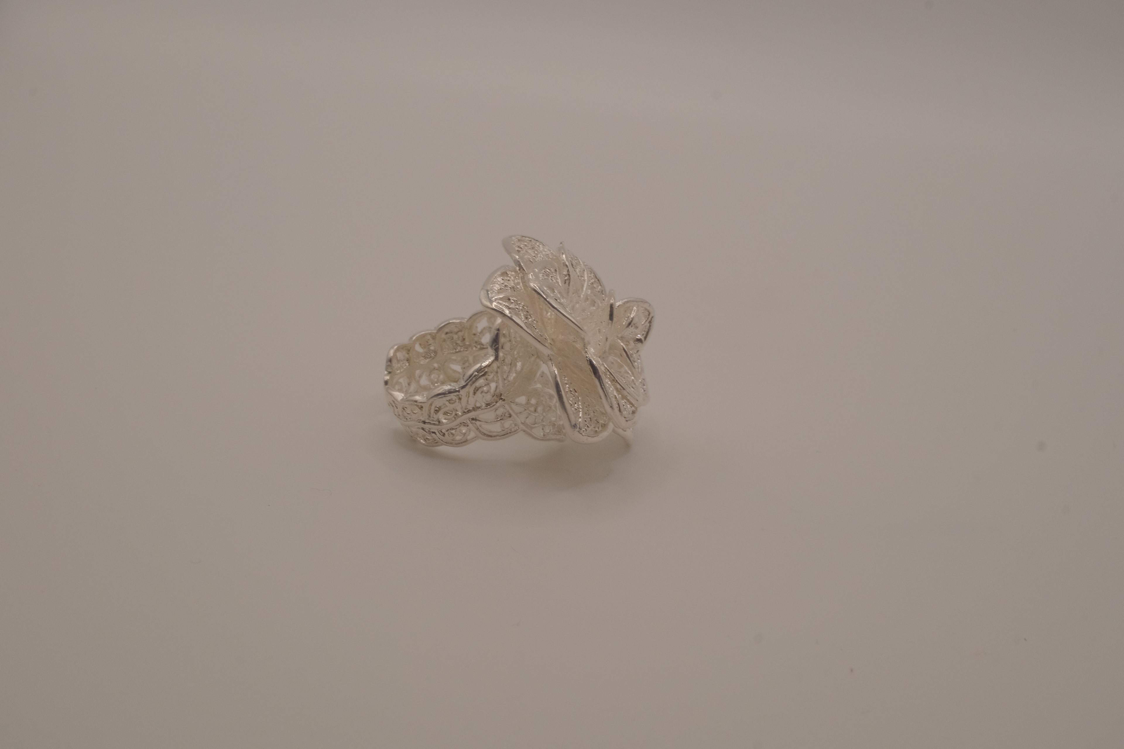 Sterling silver filigree flower ring