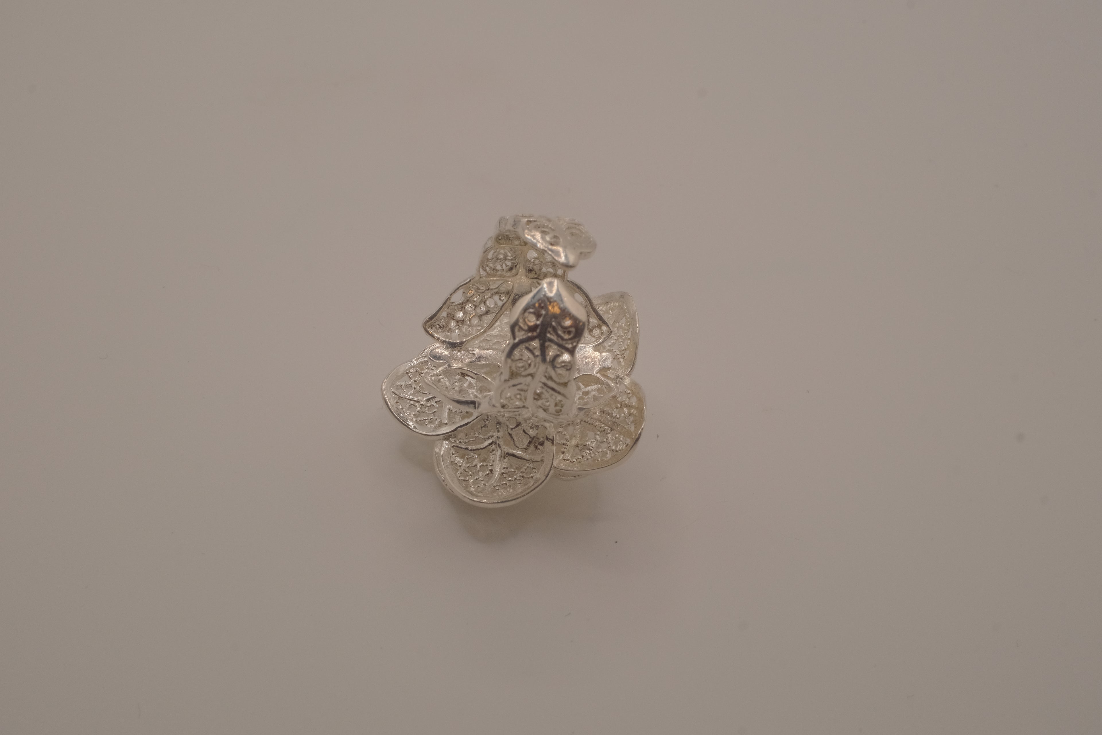 Sterling silver filigree flower ring