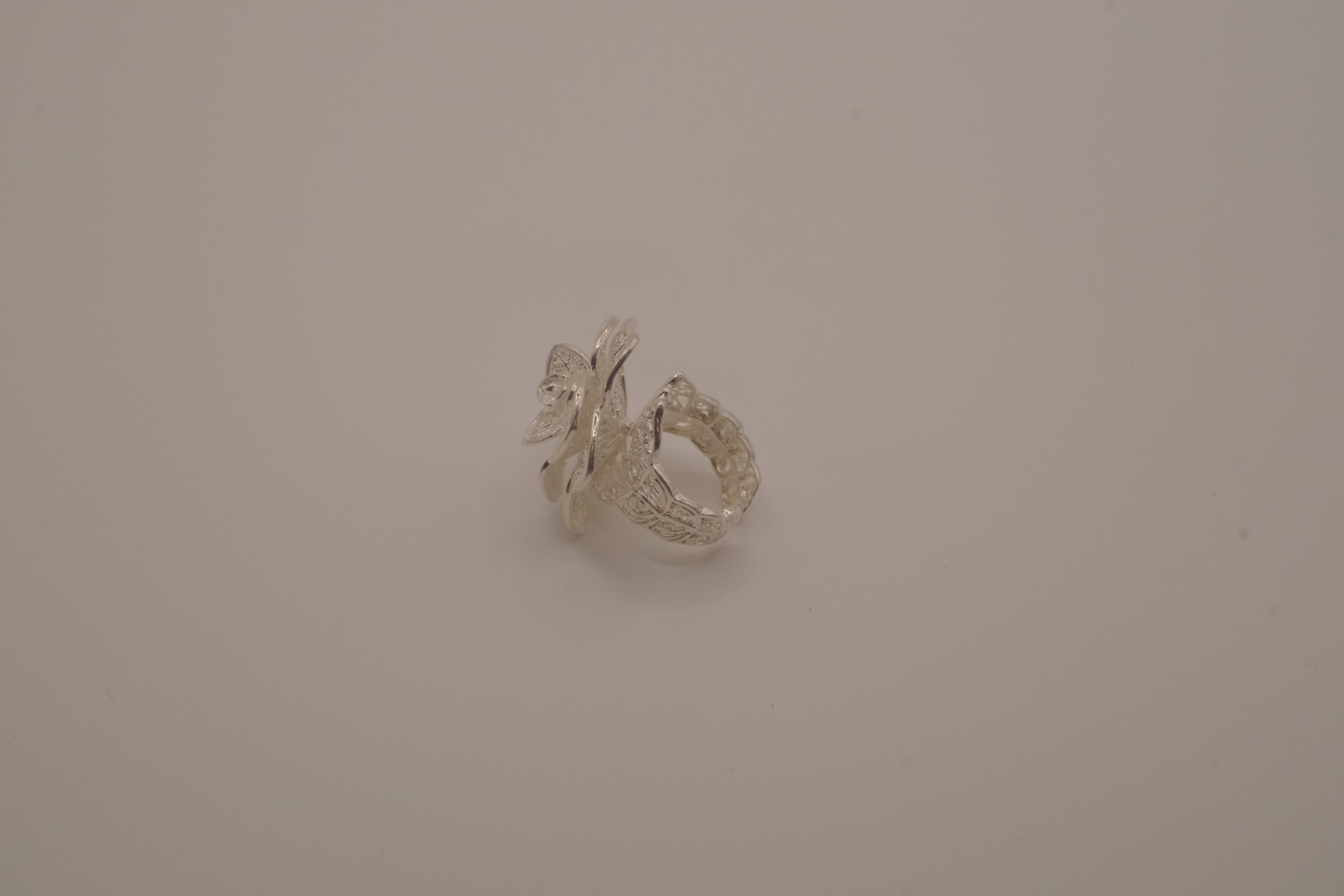 Sterling silver filigree flower ring